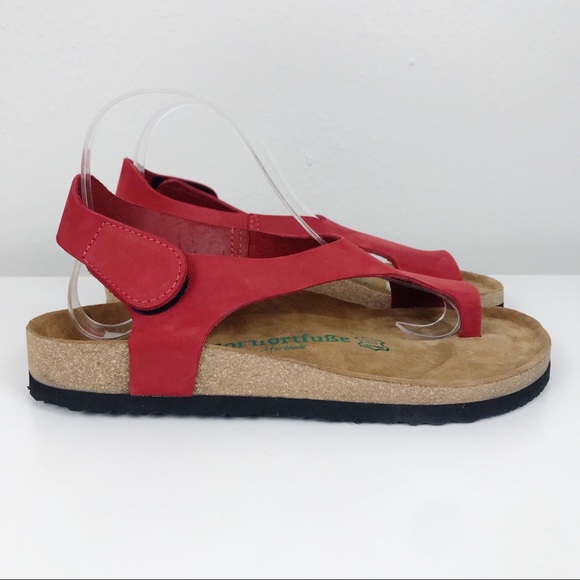 Comfortfusse Felecia Red Leather Cork Sandals 38 - Picture 6 of 10